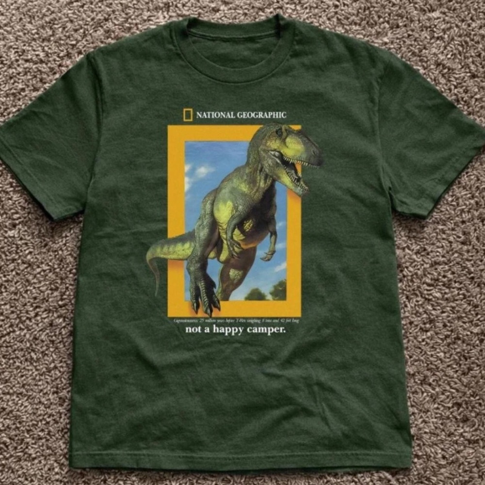 National Geographic Green Dinosaur “Not a Happy Camper” T-Shirt